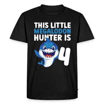 Ce petit chasseur de mégalodon a 4 ans - - T-shirt Premium bio Homme - noir - Devant - Nico (187cm)