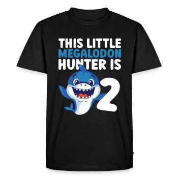 Le petit chasseur de mégalodon est 2 - Megalodon Shark - T-shirt Premium bio Homme - noir - Devant - Nico (187cm)