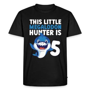 Ce petit chasseur de mégalodon a 5 ans - - T-shirt Premium bio Homme - noir - Devant - Nico (187cm)