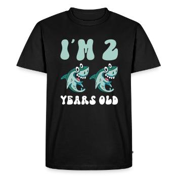 Le petit chasseur de mégalodon est 2 - Megalodon Shark - T-shirt Premium bio Homme - noir - Devant - Nico (187cm)