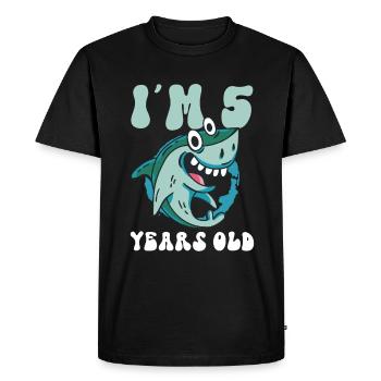 Ce petit chasseur de mégalodon a 5 ans - - T-shirt Premium bio Homme - noir - Devant - Nico (187cm)