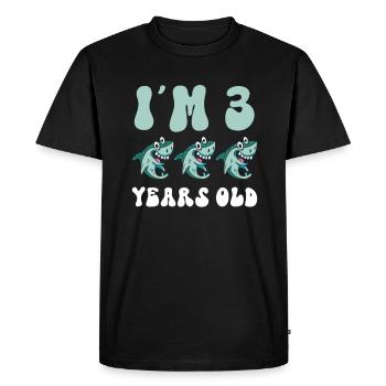 Ce petit chasseur de mégalodon a 3 ans - - T-shirt Premium bio Homme - noir - Devant - Nico (187cm)