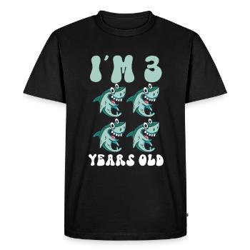 Ce petit chasseur de mégalodon a 4 ans - - T-shirt Premium bio Homme - noir - Devant - Nico (187cm)