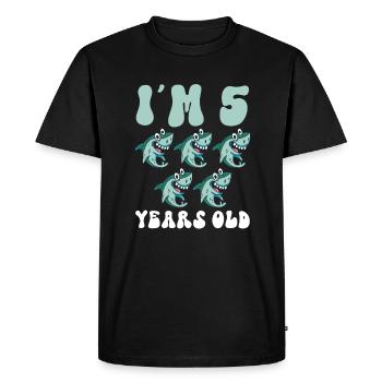 Ce petit chasseur de mégalodon a 5 ans - - T-shirt Premium bio Homme - noir - Devant - Nico (187cm)