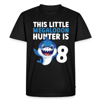 Ce petit chasseur de mégalodon a 8 ans - - T-shirt Premium bio Homme - noir - Devant - Nico (187cm)
