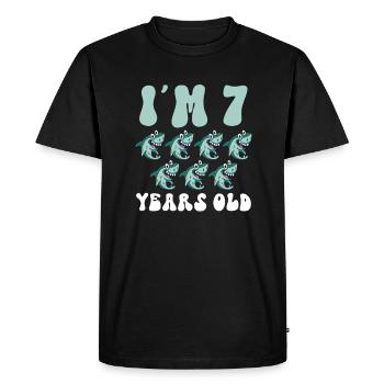 Ce petit chasseur de mégalodon a 7 ans - - T-shirt Premium bio Homme - noir - Devant - Nico (187cm)