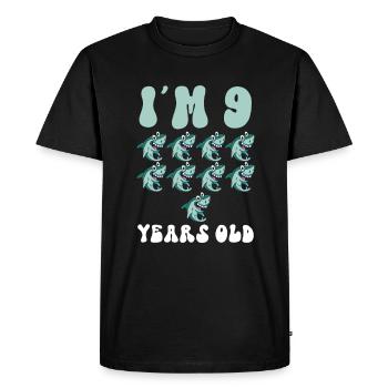 Ce petit chasseur de mégalodon a 9 ans - - T-shirt Premium bio Homme - noir - Devant - Nico (187cm)