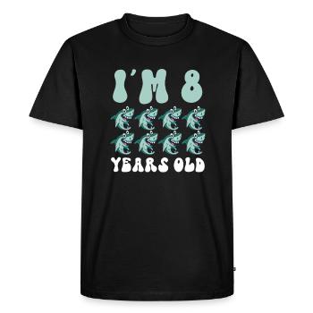 Ce petit chasseur de mégalodon a 8 ans - - T-shirt Premium bio Homme - noir - Devant - Nico (187cm)