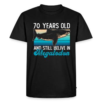 70 years old and still believe in megalodons - Men's Premium Organic T-Shirt - black - Front - Nico (187cm)