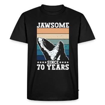 Biting for 70 years - Megalodon shark 70. - Men's Premium Organic T-Shirt - black - Front - Nico (187cm)