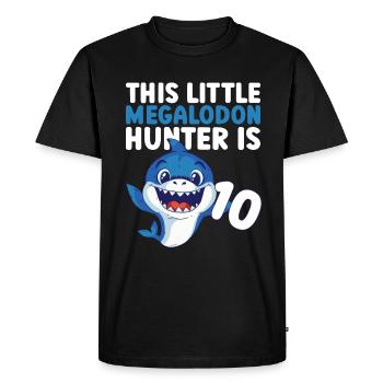 Ce petit chasseur de mégalodon a 10 ans - - T-shirt Premium bio Homme - noir - Devant - Nico (187cm)