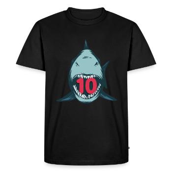 Megalodon Hai 10th birthday 10 years Megalodon - Men's Premium Organic T-Shirt - black - Front - Nico (187cm)