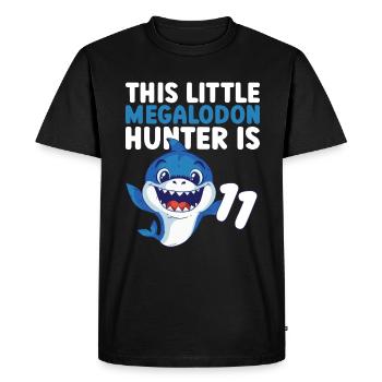 Ce petit chasseur de mégalodon a 11 ans - - T-shirt Premium bio Homme - noir - Devant - Nico (187cm)