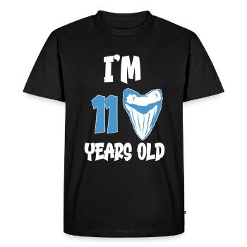 J’ai 11 ans - Megalodon tooth shark 11. - T-shirt Premium bio Homme - noir - Devant - Nico (187cm)