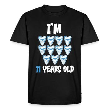 J’ai 11 ans - Megalodon tooth shark 11. - T-shirt Premium bio Homme - noir - Devant - Nico (187cm)