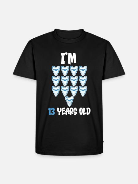Ich bin 13 Jahre alt - Megalodon-Zahnhai 13. - Herre Premium økologisk T-shirt - sort