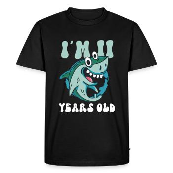Ce petit chasseur de mégalodon a 11 ans - - T-shirt Premium bio Homme - noir - Devant - Nico (187cm)