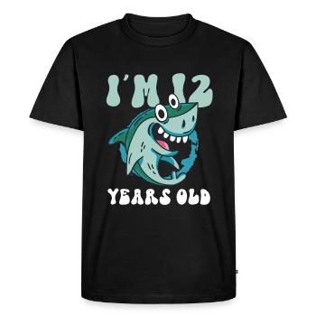 Ce petit chasseur de mégalodon a 12 ans - - T-shirt Premium bio Homme - noir - Devant - Nico (187cm)