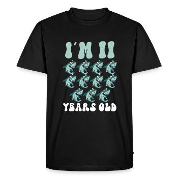 Ce petit chasseur de mégalodon a 11 ans - - T-shirt Premium bio Homme - noir - Devant - Nico (187cm)