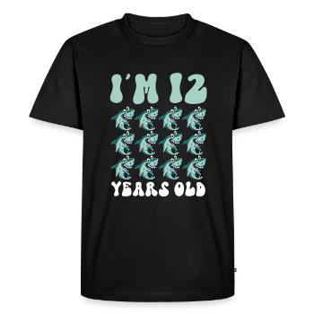 Ce petit chasseur de mégalodon a 12 ans - - T-shirt Premium bio Homme - noir - Devant - Nico (187cm)