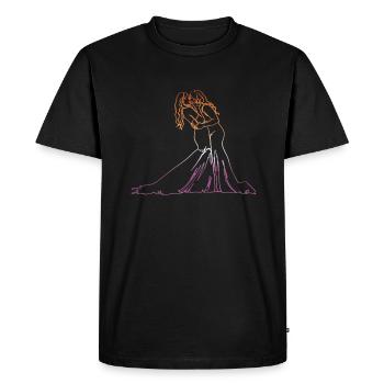Two Brides Oneline Art - Mariage lesbien - T-shirt Premium bio Homme - noir - Devant - Nico (187cm)