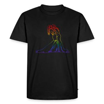 Two Brides Oneline Art - Lesbian Wedding - Men's Premium Organic T-Shirt - black - Front - Nico (187cm)