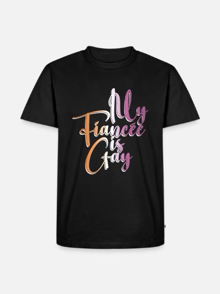 Min forlovede er bøsse - Lesbisk Bryllup - Herre Premium økologisk T-shirt - sort