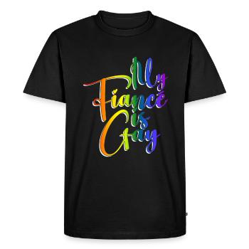 Mon fiancé est gay - Mariage gay - T-shirt Premium bio Homme - noir - Devant - Nico (187cm)