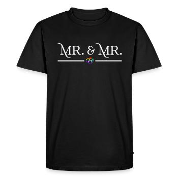 Mr. & Mr. - Enterrement de vie de garçon gay Mariage gay - T-shirt Premium bio Homme - noir - Devant - Nico (187cm)