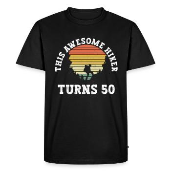 Randonnée 50e anniversaire Randonneurs 50 ans en plein air - T-shirt Premium bio Homme - noir - Devant - Nico (187cm)