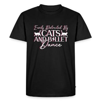 Easily distracted by cats and ballet dance - Men's Premium Organic T-Shirt - black - Front - Nico (187cm)