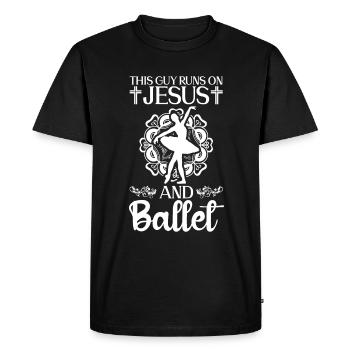 This guy runs on Jesus and ballet dancers - Men's Premium Organic T-Shirt - black - Front - Nico (187cm)