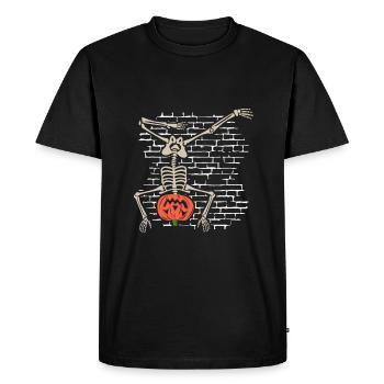 Breakdance Skeleton Pumpkin - Breakdancer Hip Hop - T-shirt Premium bio Homme - noir - Devant - Nico (187cm)