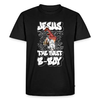 Jesus - Le premier B-Boy - Breakdance Hip Hop - T-shirt Premium bio Homme - noir - Devant - Nico (187cm)