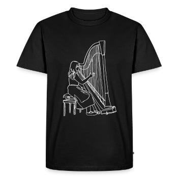 Harp Oneline Art - Harp Musician Harp - Men's Premium Organic T-Shirt - black - Front - Nico (187cm)