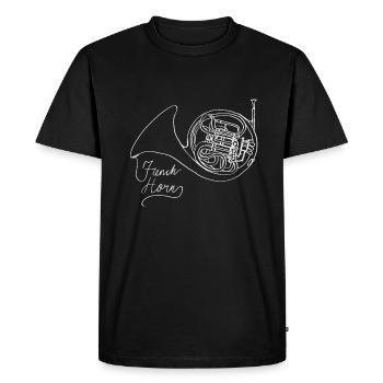 Français cor Oneline Art - Français cor - T-shirt Premium bio Homme - noir - Devant - Nico (187cm)