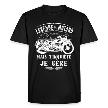 Legend and biker I manage humor motorcycle gift - Men's Premium Organic T-Shirt - black - Front - Nico (187cm)