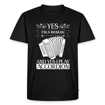Yes, I am a woman and yes, I play accordion - Men's Premium Organic T-Shirt - black - Front - Nico (187cm)
