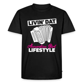 Livin' Dat Accordéon Girl Mode de vie Akkordeon - T-shirt Premium bio Homme - noir - Devant - Nico (187cm)