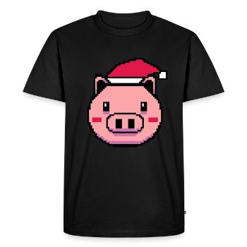 Pig pixelisé Noël - Drôle de cochon - T-shirt Premium bio Homme - noir - Devant - Nico (187cm)