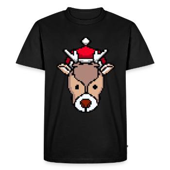 Deer pixelated Christmas - Funny deer - Men's Premium Organic T-Shirt - black - Front - Nico (187cm)