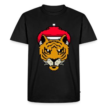 Tiger Pixélisé Noël - Drôle de Tiger Noël - T-shirt Premium bio Homme - noir - Devant - Nico (187cm)