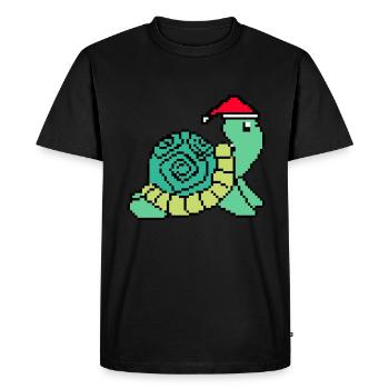 Noël de tortue pixélisée - Drôle - T-shirt Premium bio Homme - noir - Devant - Nico (187cm)