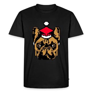 Français Bulldog Pixélisé Noël - - T-shirt Premium bio Homme - noir - Devant - Nico (187cm)