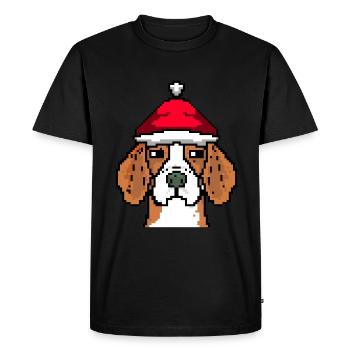Beagle Pixelated Christmas - Funny - Men's Premium Organic T-Shirt - black - Front - Nico (187cm)