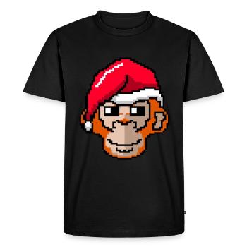 Noël pixélisé aux orangs-outans - Funny Orang - T-shirt Premium bio Homme - noir - Devant - Nico (187cm)