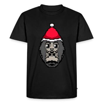 Gorilla Pixelated Christmas - Funny - Men's Premium Organic T-Shirt - black - Front - Nico (187cm)