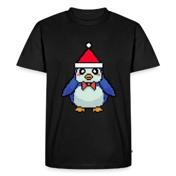 Penguin pixelated Christmas - Funny Penguin - Men's Premium Organic T-Shirt - black - Front - Nico (187cm)