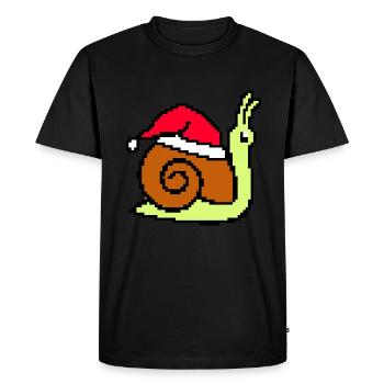Snail Pixelated Christmas - Funny Snail - Men's Premium Organic T-Shirt - black - Front - Nico (187cm)