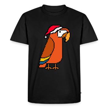 Perroquet pixélisé Noël - Drôle de perroquet - T-shirt Premium bio Homme - noir - Devant - Nico (187cm)
